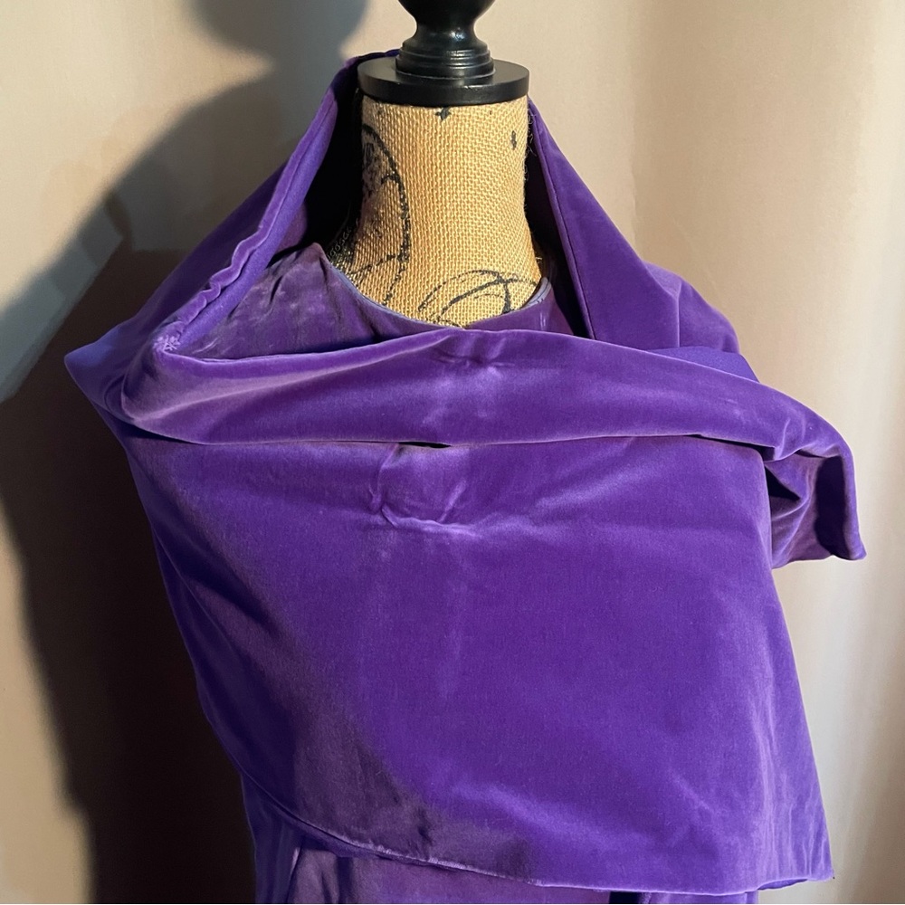Vintage purple velvet long evening gown with matching stole - Picture 4 of 4